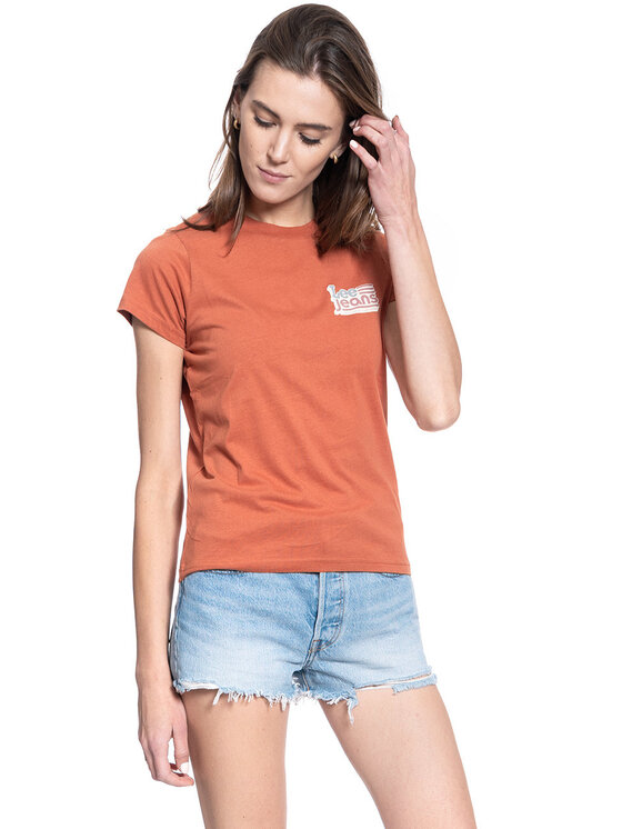 Lee Lee T-Shirt CREW NECK TEE Pomarańczowy Regular Fit