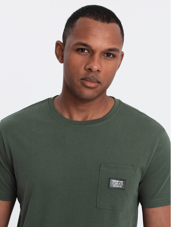 Ombre Ombre T-Shirt OM-TSCT-0109 Zielony Classic Fit
