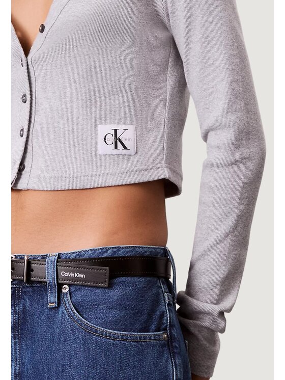 Calvin Klein Jeans Calvin Klein Jeans T-shirt LS WOVEN LABEL 2X2 C Grigio Casual Fit