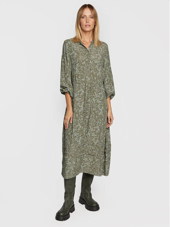 Moss Copenhagen Moss Copenhagen Haljina košulja Jenica 16941 Zelena Regular Fit