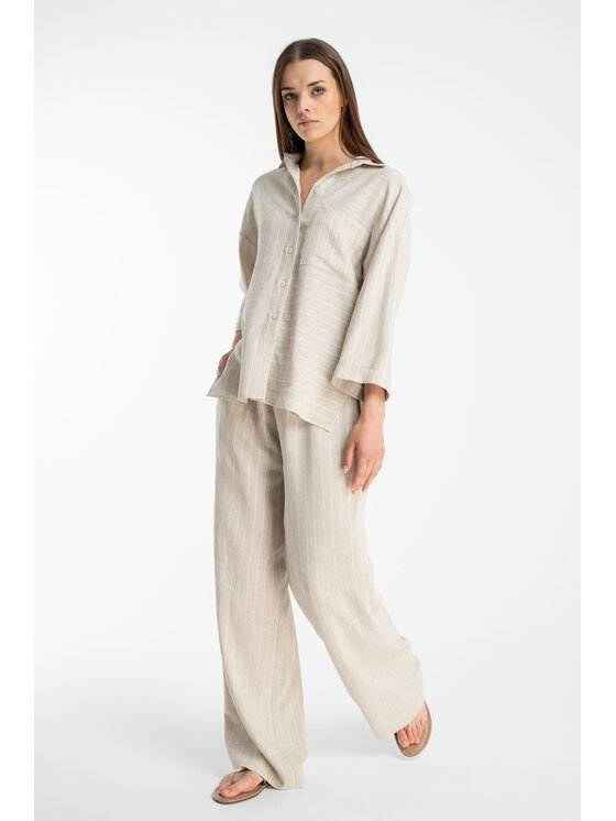 CLICK CLICK Πουκάμισο 10-6893 Μπεζ Comfortable Fit