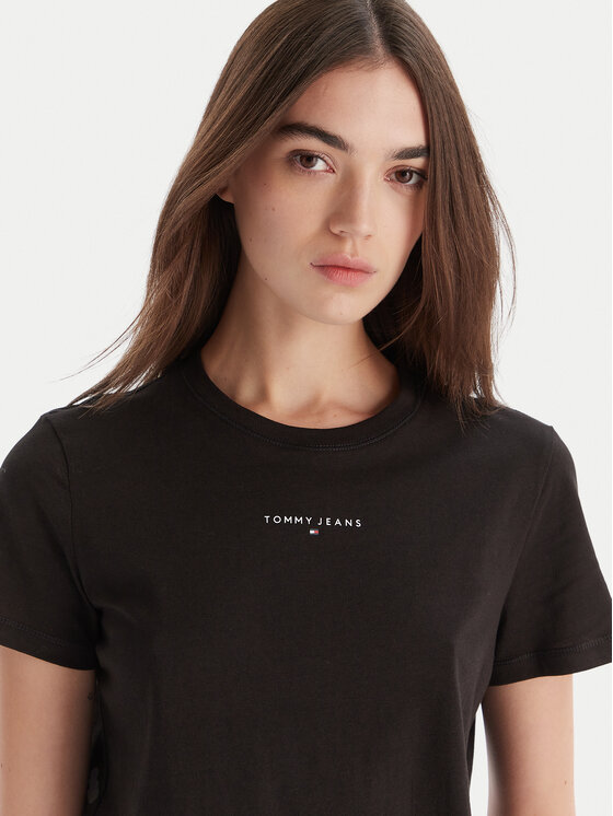 Tommy Jeans Tommy Jeans Marškinėliai Linear DW0DW21964 Juoda Regular Fit