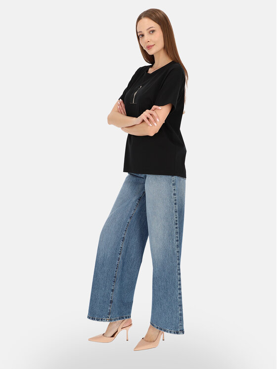 Potis & Verso Potis & Verso T-Shirt Roxa Czarny Regular Fit