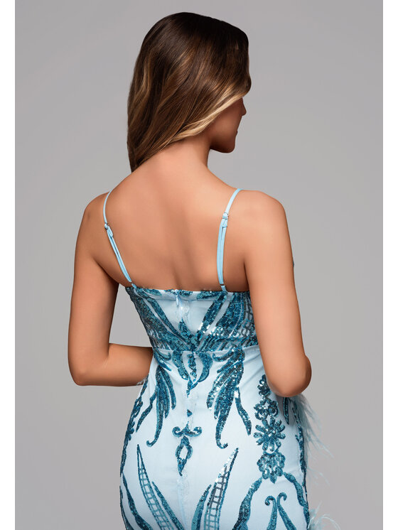 Ombre Ombre Sukienka koktajlowa LA-OM-DLR105 Niebieski Regular Fit