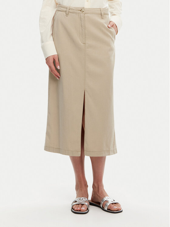 Dámská Midi sukně Tommy Hilfiger, Velikost:38, Barva: Béžová, WW0WW44726
