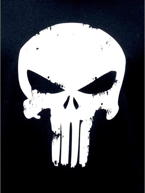 Marvel Marvel T-Shirt Koszulka Z Krótkim Rękawem Oversize Męska Czarna Marvel Comics Punisher Crushed Back Logo M Czarny Regular Fit