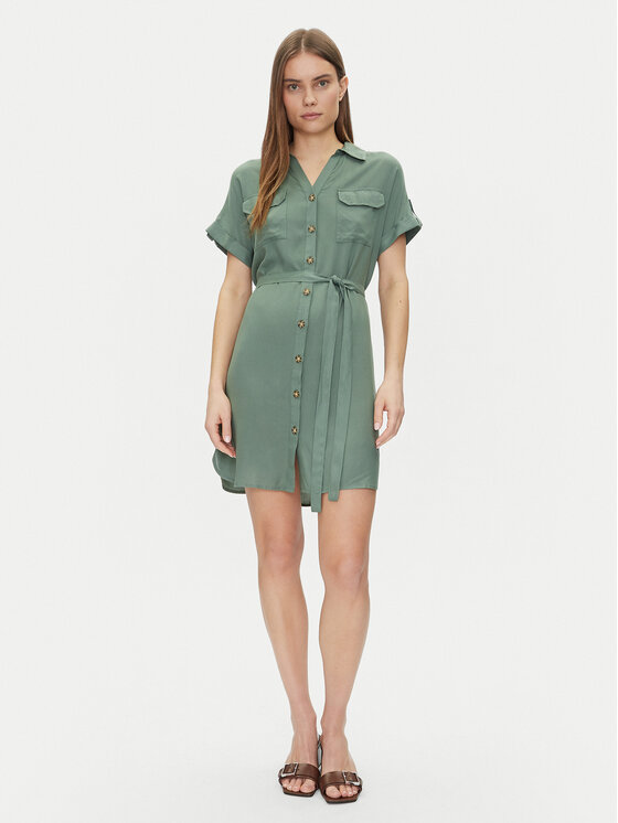 Vero Moda Vero Moda Φόρεμα πουκάμισο Bumpy 10325828 Πράσινο Loose Fit