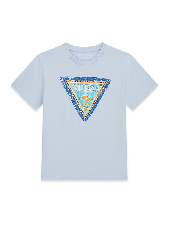 Guess Guess Tricou L6GI00 K8HM4 Albastru celest Regular Fit