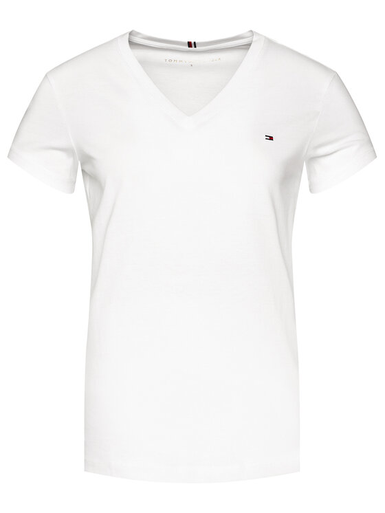 Tommy Hilfiger Tommy Hilfiger Tričko Heritage V-Neck Tee WW0WW24969 Biela Regular Fit