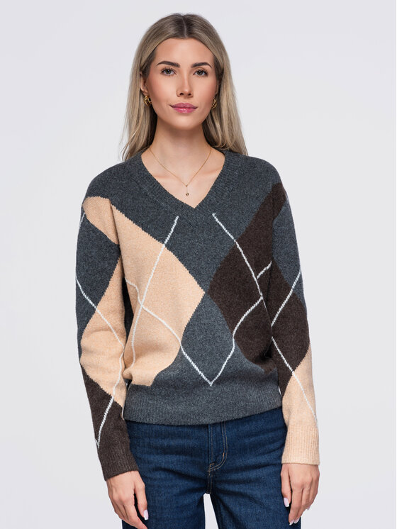 Ombre Ombre Sweter OW-SW-E0038 Szary Regular Fit
