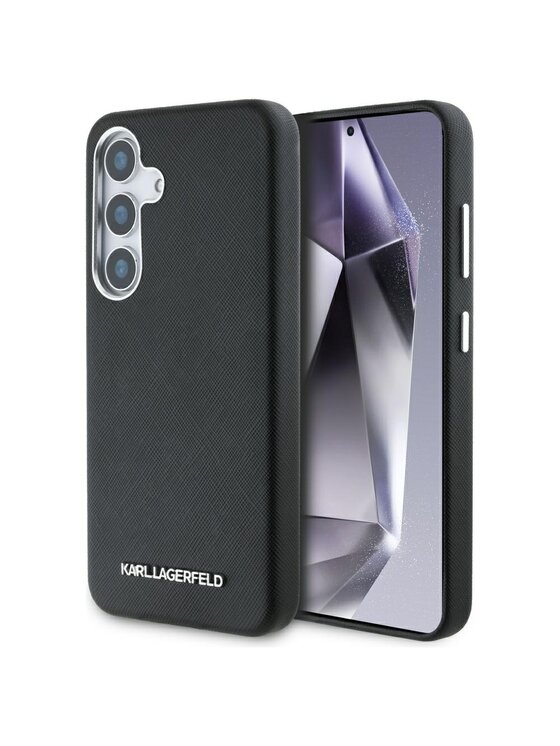 KARL LAGERFELD KARL LAGERFELD Etui na telefon Saffiano Full Wrapped Elongated Metal Logo Czarny