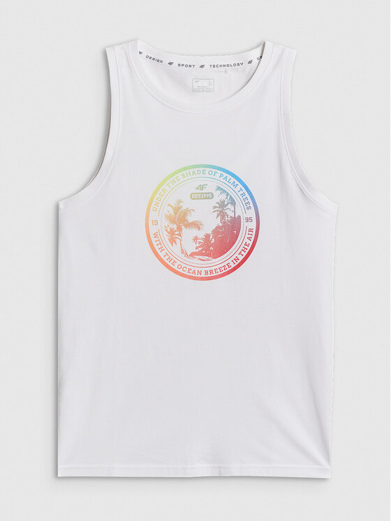 4F 4F Tank top 4FWSS26TSLEM248-10S Biały Regular Fit