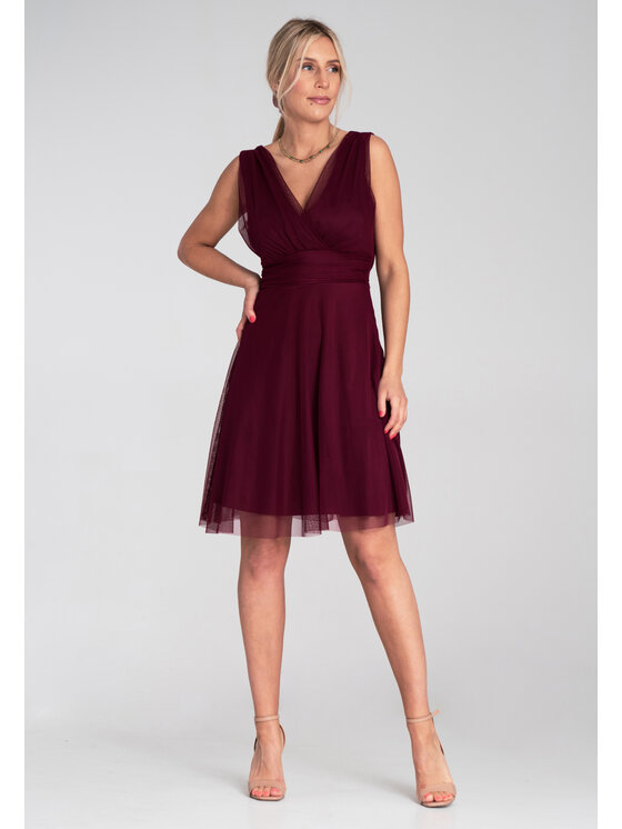 FIGL FIGL Sukienka koktajlowa M1207 Bordowy Flared Fit