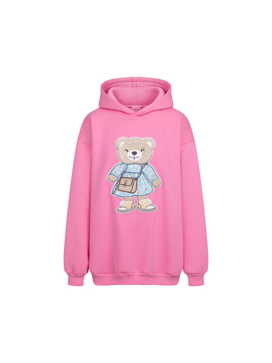 Bluza, rozmiar S/M, Różowy, Bluza oversize Emily Teddy dla mamy i taty z kapturem