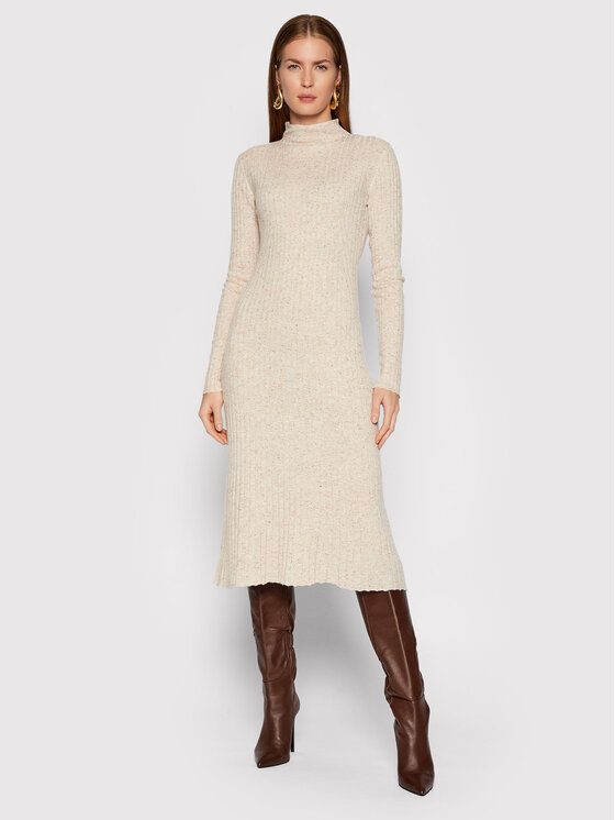 Patrizia Pepe Patrizia Pepe Kootud kleit 2A2266/A9R1-J3P7 Beež Regular Fit