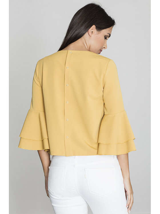 FIGL FIGL Bluzka M565 Żółty Regular Fit