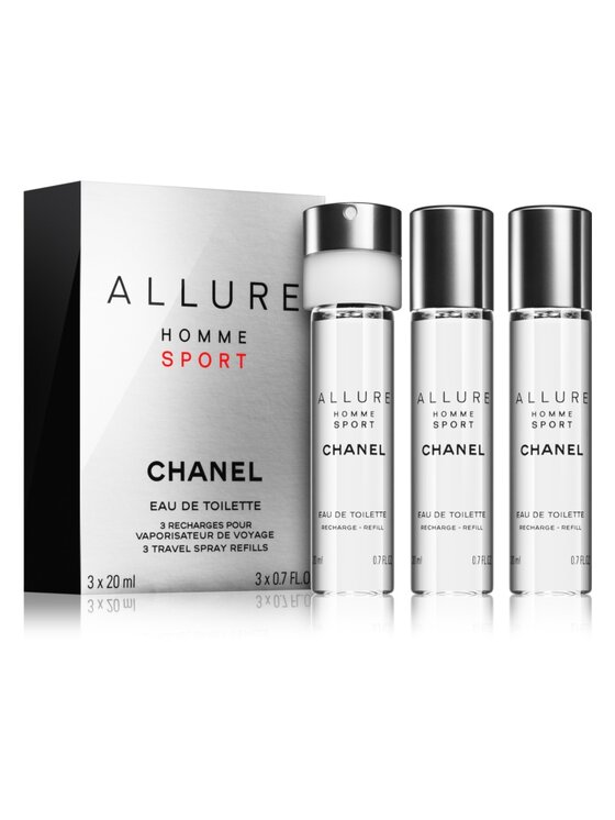 Chanel Chanel Chanel Allure Homme Sport Travel Spray 3x20ml woda toaletowa wkłady+atomizer Woda toaletowa