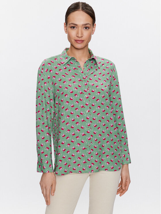 United Colors Of Benetton Риза 5T17DQ02Y Зелен Relaxed Fit