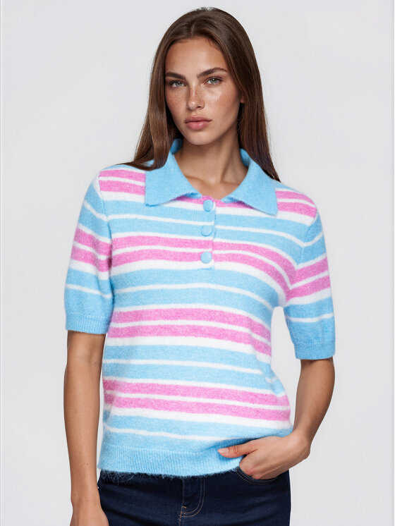 Ombre Ombre Sweter OW-SW-E0031 Niebieski Relaxed Fit