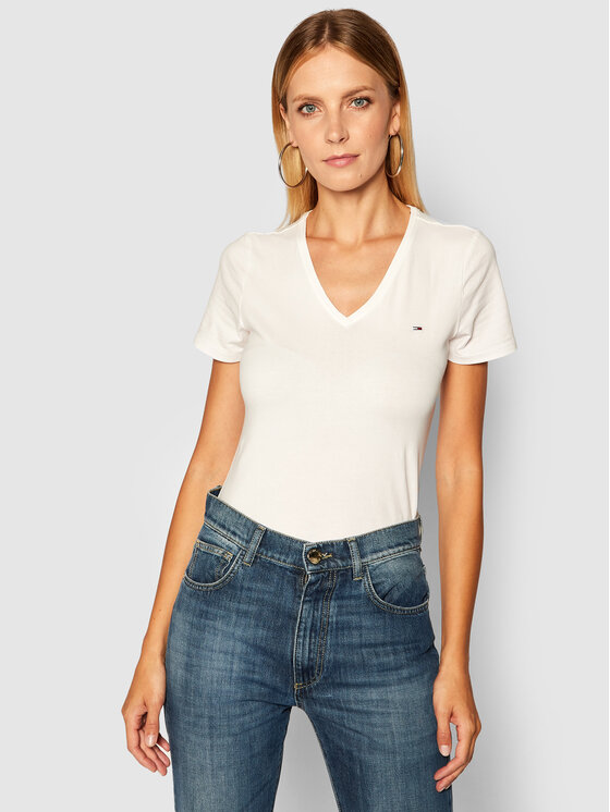 Női Póló Tommy Jeans, Méret: XXS, Fehér, Tjw Skinny Stretch DW0DW09197