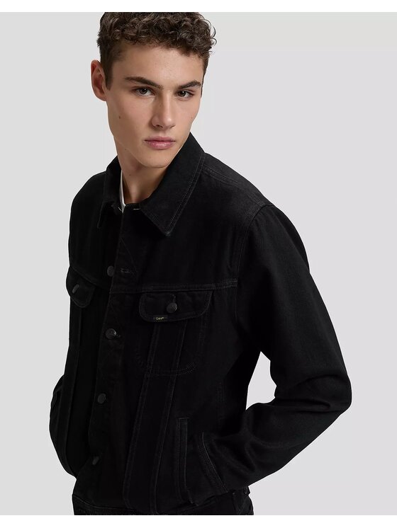 Lee Lee Kurtka jeansowa 112376448 Czarny Regular Fit