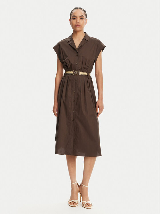 TWINSET TWINSET Haljina košulja 251TT2102 Smeđa Loose Fit