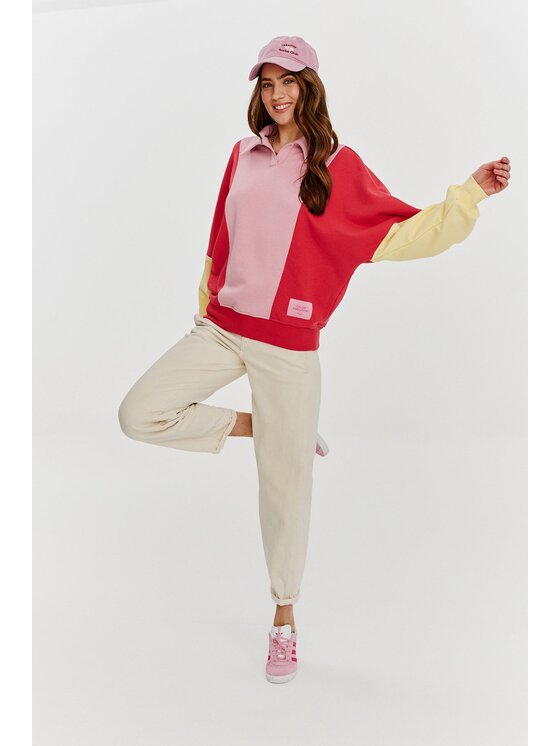 NAOKO NAOKO Mikina City Sunset Červená Regular Fit