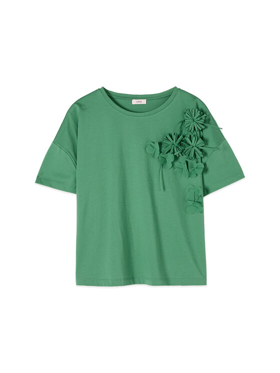 Oltre Oltre T-Shirt G007J004362N015 Zielony Boxy Fit
