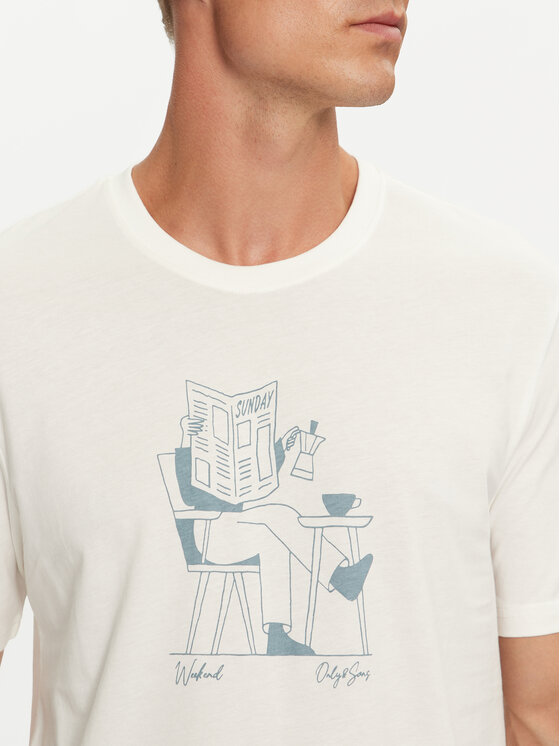 Only & Sons Only & Sons T-shirt Augie 22030575 Bijela Regular Fit