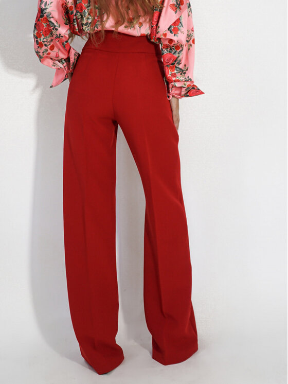 LilaLou LilaLou Spodnie materiałowe Teresa Czerwony Regular Fit