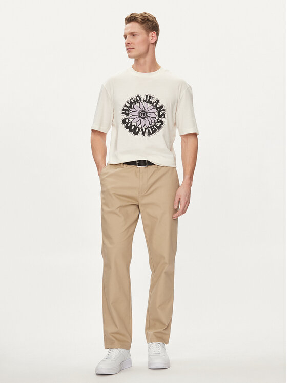HUGO Hugo T-krekls Nune 50515317 Écru Regular Fit