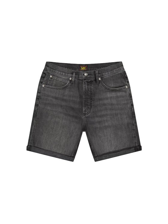 Lee Lee Szorty jeansowe RIDER SHORT Czarny Slim Fit