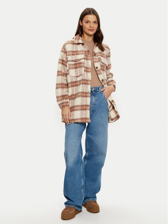 Roxy Roxy Geacă Check The Swell IIII ERJJK03615 Bej Relaxed Fit