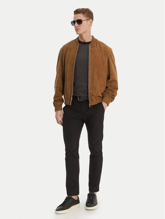 BOSS BOSS Kurtka skórzana H-Muller 50543213 Brązowy Regular Fit