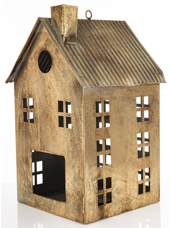 MIAhome MIAhome Lampion metalowy domek 36x21x21 cm KEKERE square Złoty