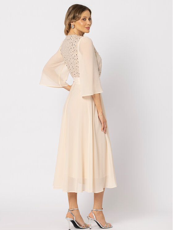 LIDIA KALITA LIDIA KALITA Sukienka koktajlowa Oscar Night Beżowy jasny Flare Fit
