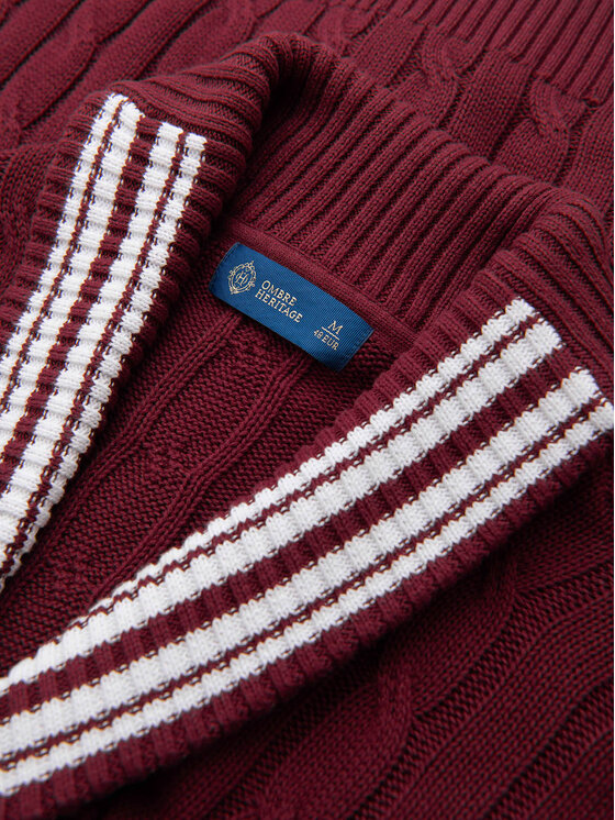 Ombre Ombre Kardigan OM-SWCD-0196 Bordowy Regular Fit