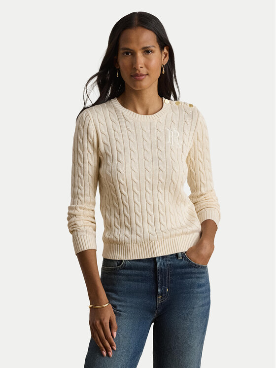 LAUREN RALPH LAUREN LAUREN RALPH LAUREN Megztinis 200P14039003 Kreminė Regular Fit