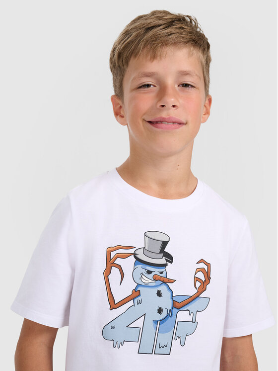 4F 4F T-Shirt CHRISTMAS DROP Biały Regular Fit