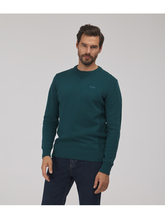 Lee Cooper Lee Cooper Sweter BILL Zielony ciemny Regular Fit