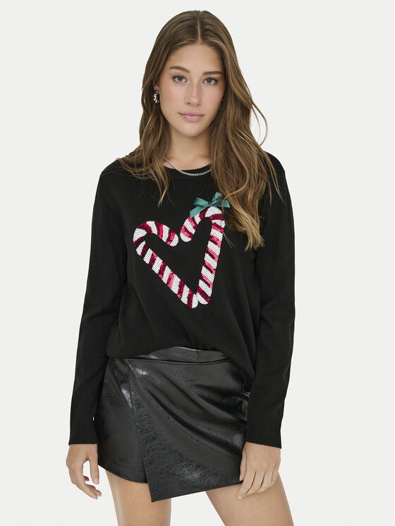 ONLY ONLY Svetr Xmas Shine 15355004 Černá Regular Fit