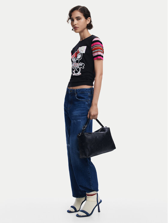 Desigual Desigual Tričko Minnie 25SWTK39 Čierna Slim Fit
