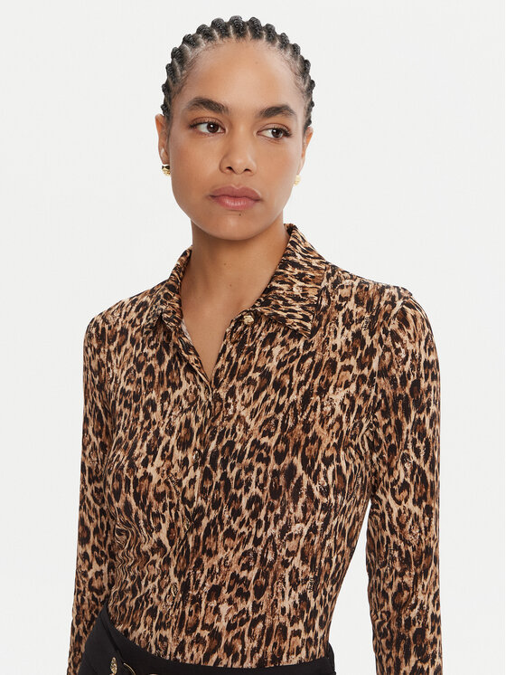 Just Cavalli Just Cavalli Srajca 79PAL228 JS496 Rjava Slim Fit
