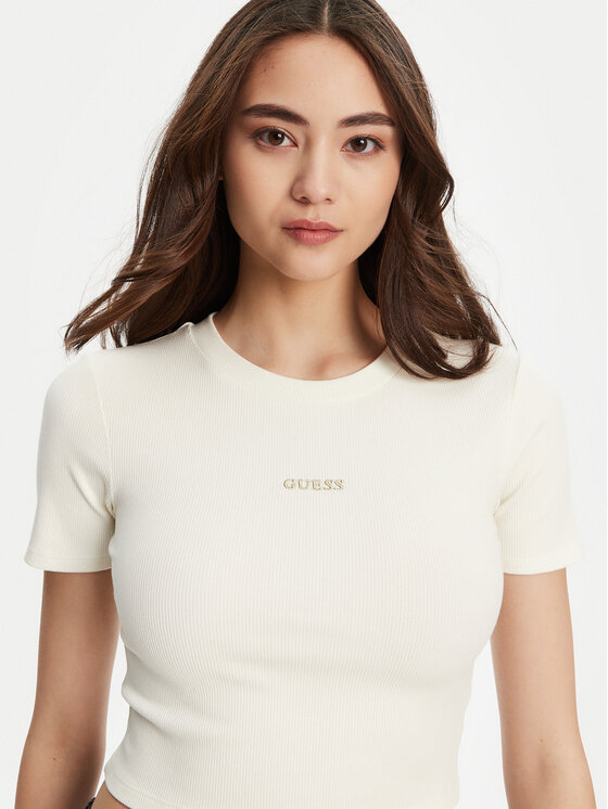 Guess Guess T-krekls V5YP08 K8RT2 Balts Slim Fit