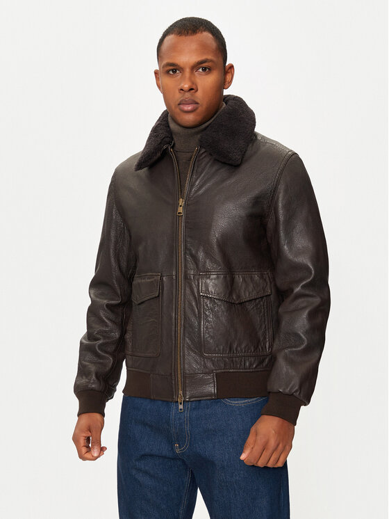 Bomboogie Bomboogie Nahkjope JMGRYGPSHE4 Pruun Regular Fit