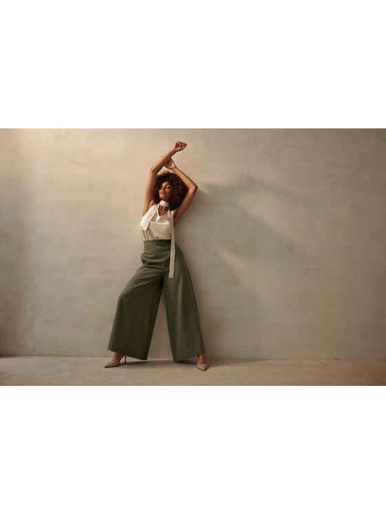 TOTU TOTU Spodnie damskie PALAZZO Tall Khaki Wide Leg