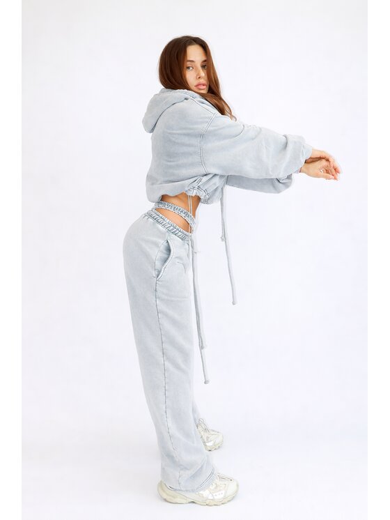 MissDenim MissDenim Spodnie dresowe Double Belt Sweatpants Szary Oversize