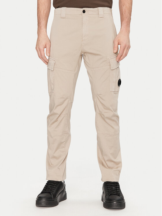 C.P. Company Bavlnené nohavice 18CMPA056A005694G Kaki Regular Fit