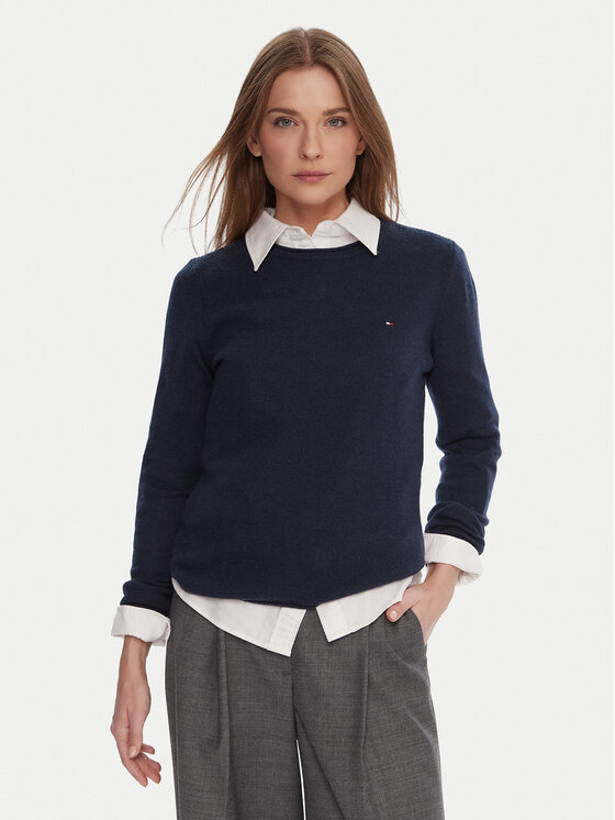 Tommy Hilfiger Tommy Hilfiger Pulover WW0WW40264 Bleumarin Regular Fit