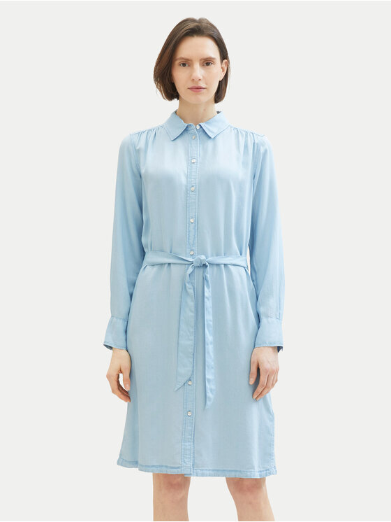 Tom Tailor Tom Tailor Rochie tip cămașă 1040366 Albastru celest Regular Fit